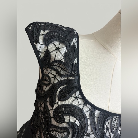 TADASHI SHOJI Dress Women Size 2 Black Lace Mini Short Muscle Sleeves Elegant - Picture 8 of 10